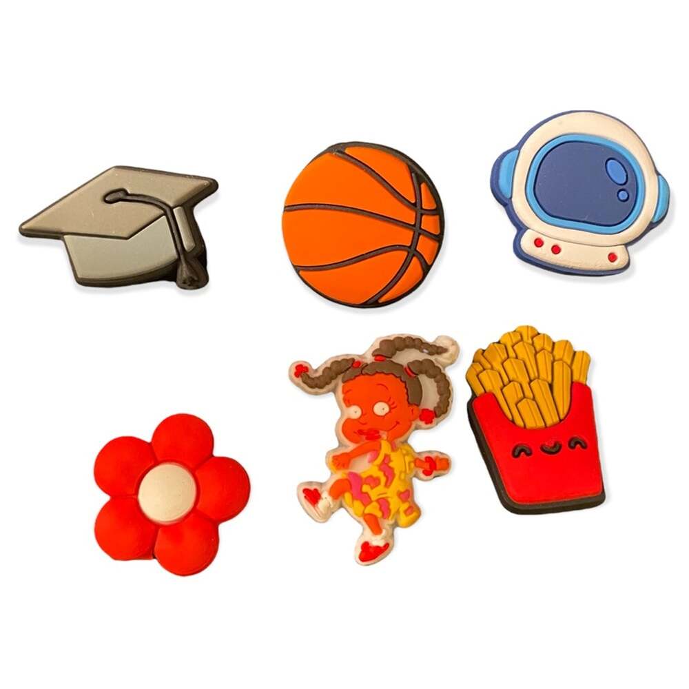 Shoe Charms Decorations French Fries Astronaut Flower Set of 6
